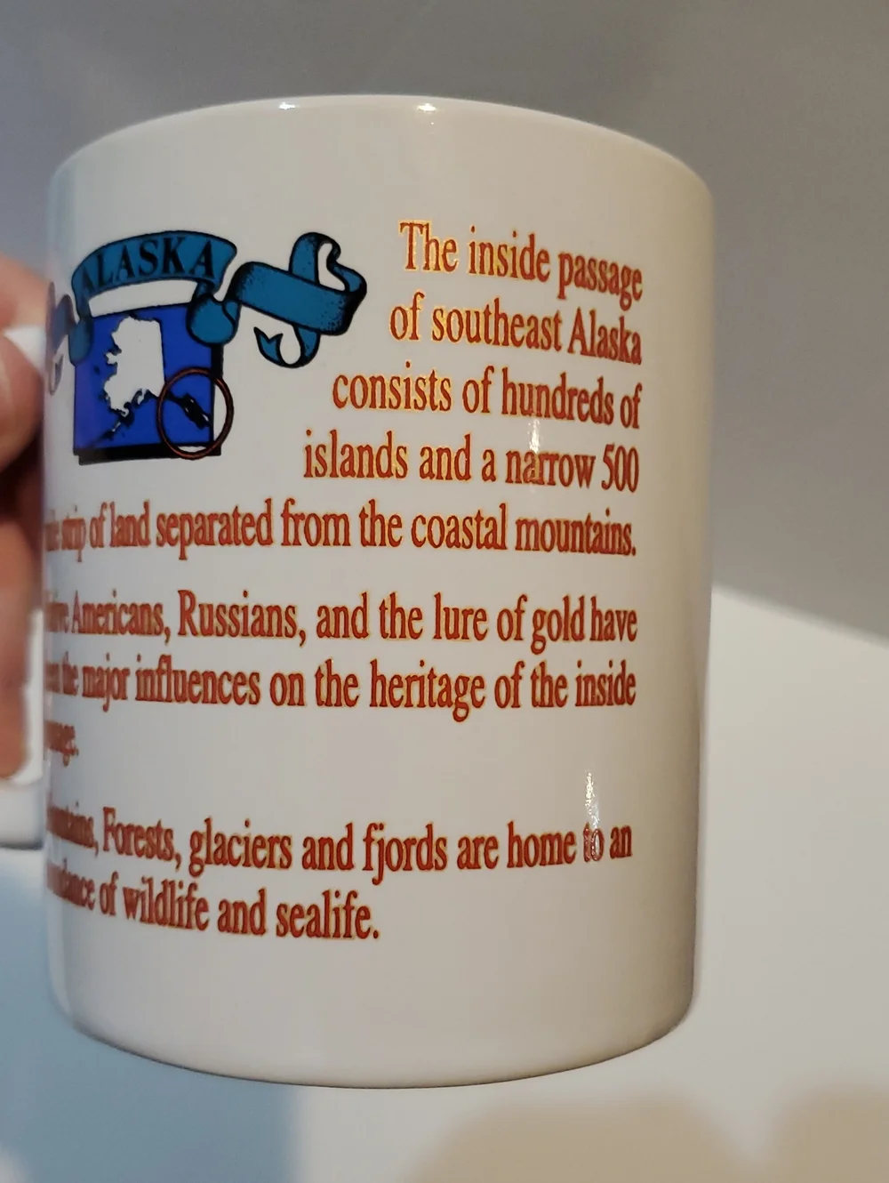Alaska Inside Passage Mug Map Sitka Skagway Ketchikan Juneau Glacier Bay Mug